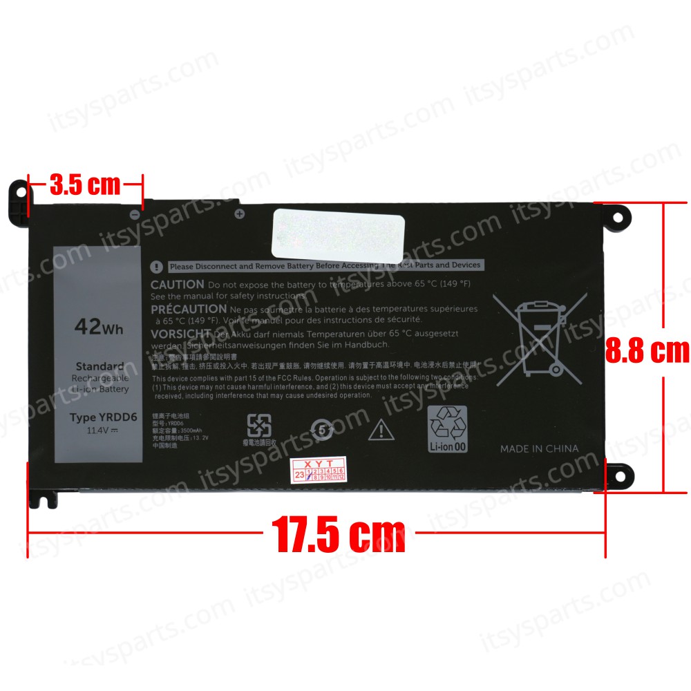 Laptop Battery - Battery for Dell Inspiron 5482 5485 5488 5488 5491 3310 2 en 1 3493 3582 3593 3793 5493 5585 5593 5480 5590 YRDD6 1VX1H VM732 FDRHM WJPC4 JPFMR 65N6H OEM (Ref.1-BAT0409)