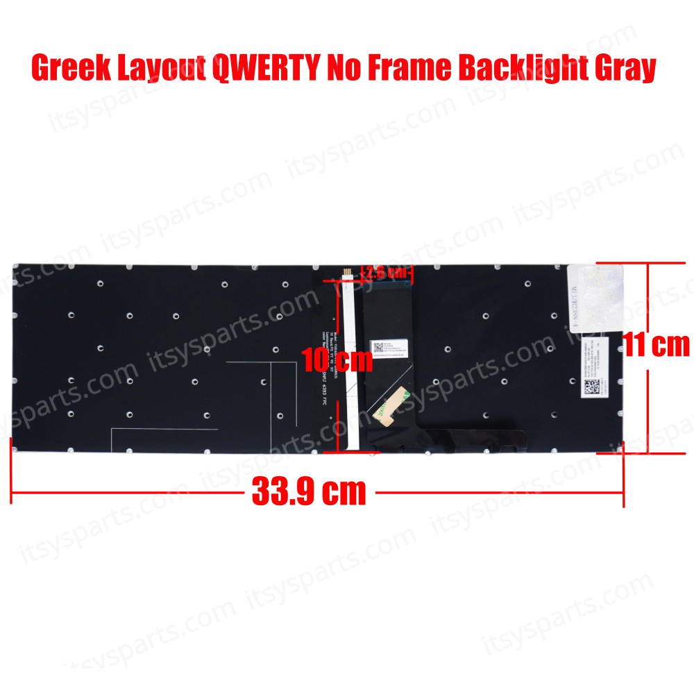 Laptop Keyboard - Keyboard for Lenovo IdeaPad 320-15ABR 320-15IAP 320-15AST 320-15IKB 320-15ISK PC5CPB-GR no frame Backlit GR SN20M63067 OEM (Ref.40486GRNOFRBL)