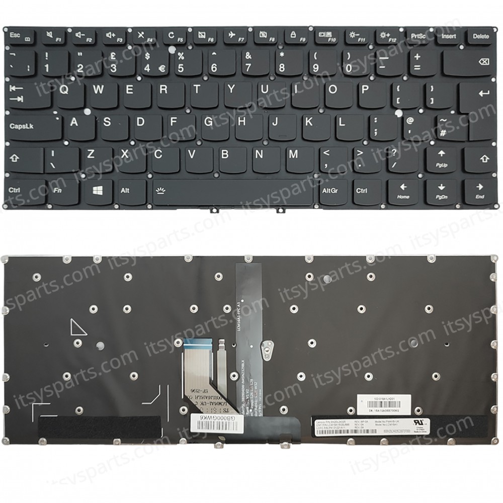 Laptop Keyboard - Keyboard for Lenovo yoga 910 yoga 5 pro yoga 910-13 UK Layout Black with Backlight OEM (Ref.40756UKBL)