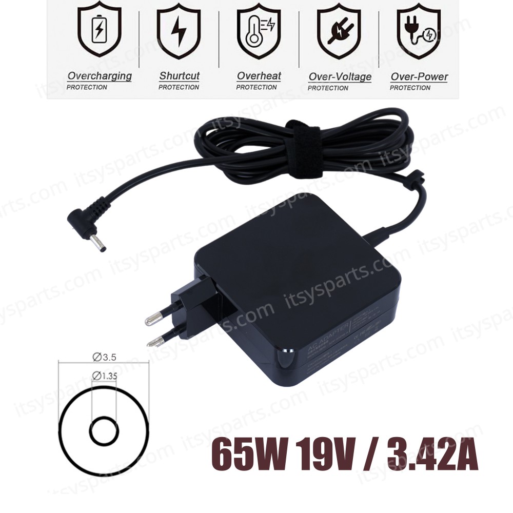 Laptop Power Supply - AC Adapter Charger 65W QUEST Laptop Slimbook 3.5mm*1.35mm 19V OEM (Ref.60241)