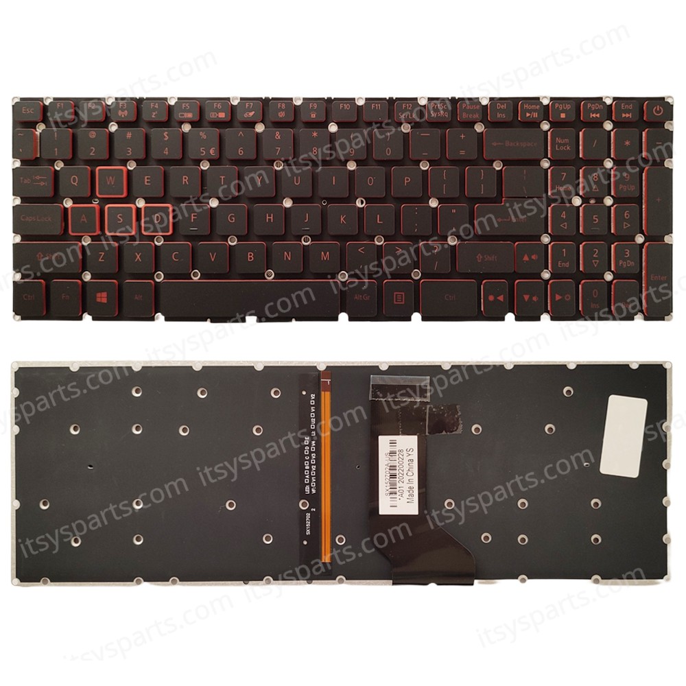 Laptop Keyboard - Acer Nitro 5 AN515-31 AN515-53 AN515-52 AN515-51 AN515-42 AN515-41 VN7-593G VN7-793G VX5-591G Series OEM (Ref. 40758USREDBL)