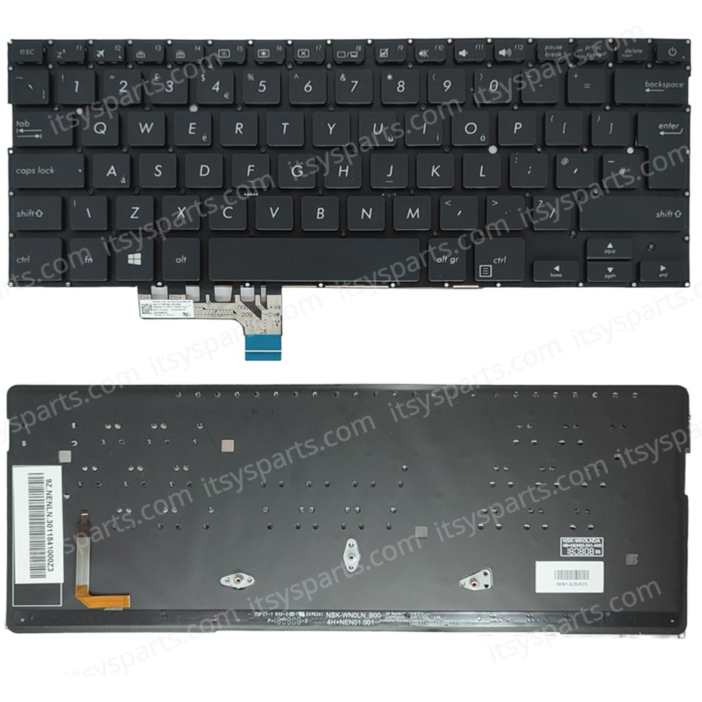 Laptop Keyboard for ASUS UX331 UX331U UX331UA UX331UAL UX331UN UX331UN UX3311F UX331FA UK Backlit OEM (SKU. 40630UKBACKLIT)