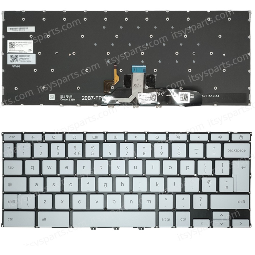 Keyboard Laptop Keyboard for ASUS Chromebook CX9400 CX9400CEA Flip C490 0KN1-D51UK12 US layout silver OEM(Ref.40771UK)