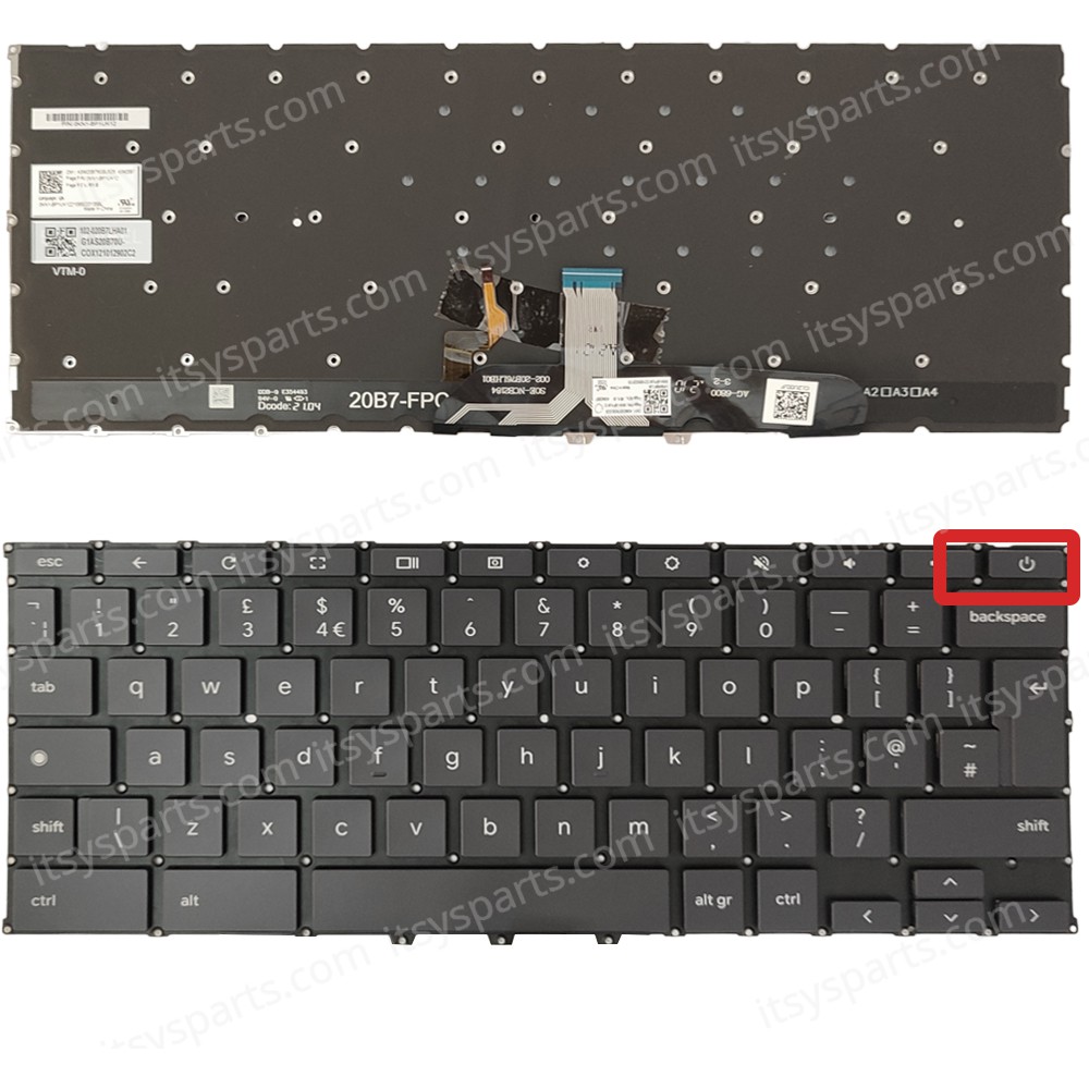 Keyboard Laptop Keyboard for ASUS Chromebook CX9400 CX9400CEA Flip C490 0KN1-BP1UK12 UK layout with power button Black OEM(Ref.40771UKBLPWBLACK)