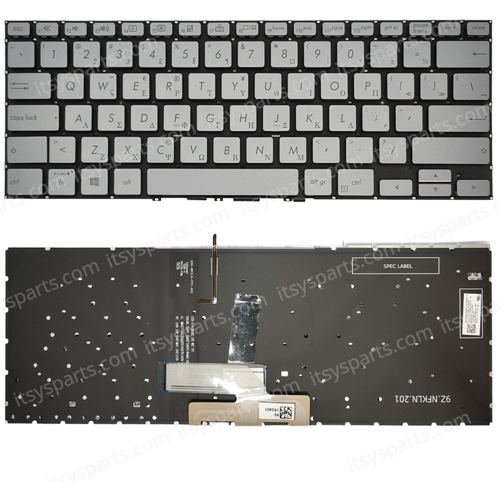 Keyboard Laptop Keyboard for ASUS zenbook flip 14 UX462 UX462DA UX462FA GR layout Silver OEM(Ref.40775GRNOFRSILBL)