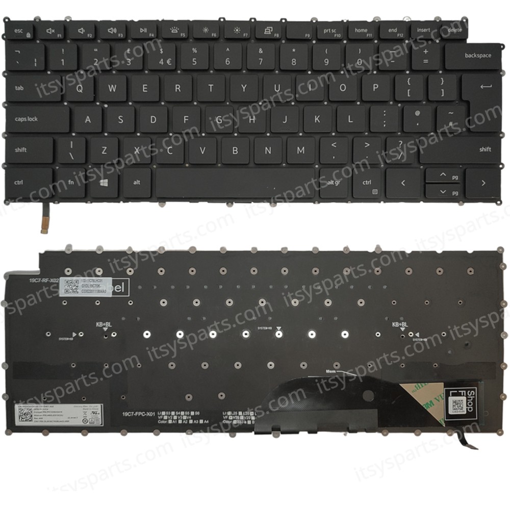 Laptop Keyboard for Dell XPS 15 9500 9510 9520 15.6 Inch XPS 17 9720 9700 9710 17.3 Inch UK Layout 0MV93T UK No Frame Backlight Βlack ( SKU.40706UKBL )