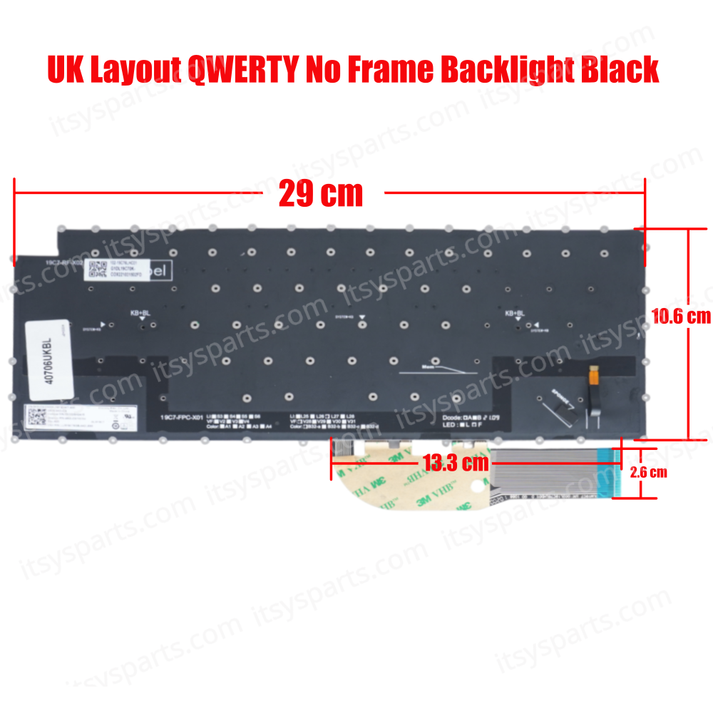 Laptop Keyboard for Dell XPS 15 9500 9510 9520 15.6 Inch XPS 17 9720 9700 9710 17.3 Inch UK Layout 0MV93T UK No Frame Backlight Βlack ( SKU.40706UKBL )