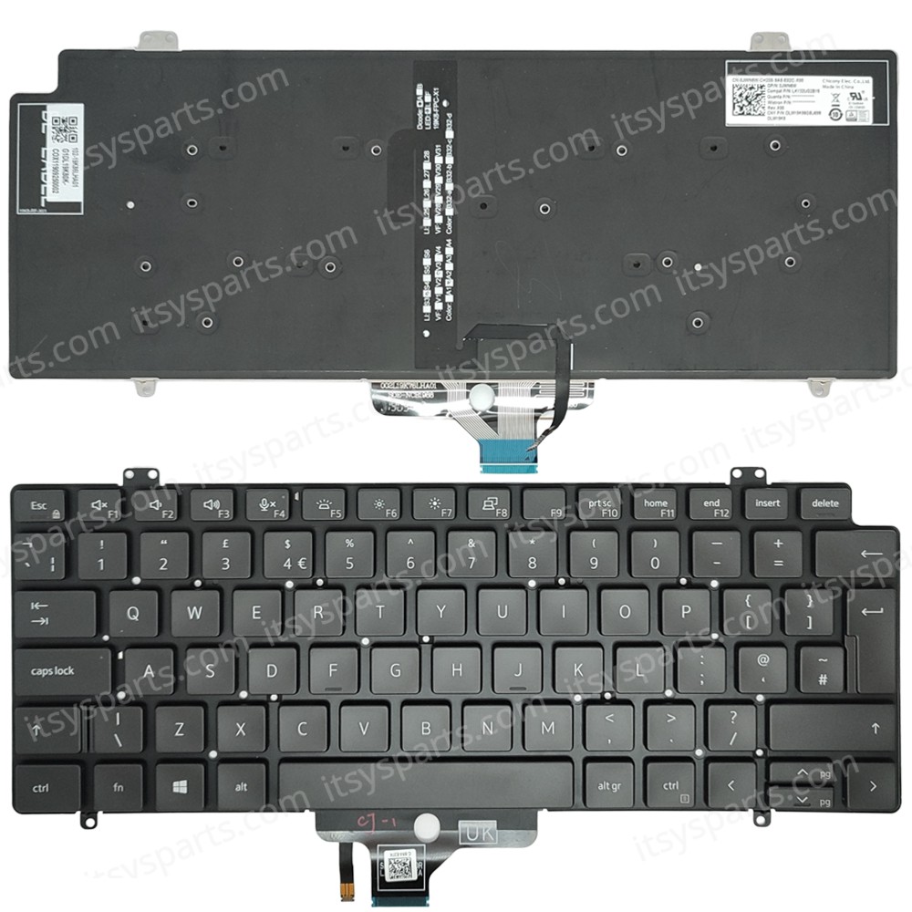 Keyboard Laptop Keyboard for Dell Latitude 7410 2-in-1 Black with Backlit UK Layout OEM(Ref.40767UKBL)
