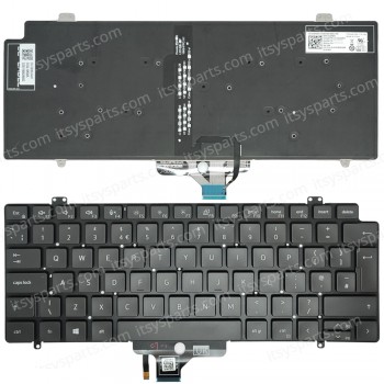 Keyboard Laptop Keyboard for Dell Latitude 7410 2-in-1 Black with Backlit UK Layout OEM(Ref.40767UKBL)