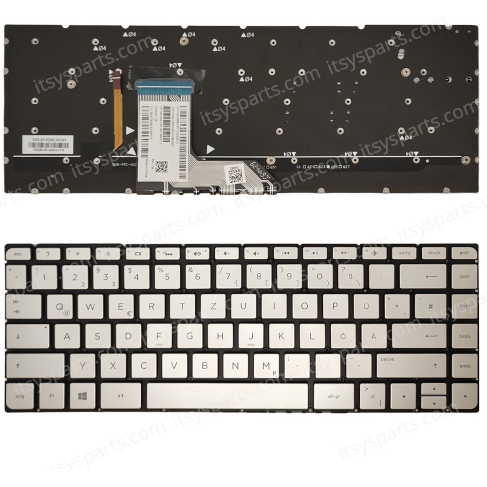 Keyboard Laptop Keyboard for HP Spectre x360 15-ap000 15t-ap000 series 841266-041 German language Silver with Backlight OEM(Ref.40782GERNOFRBL)