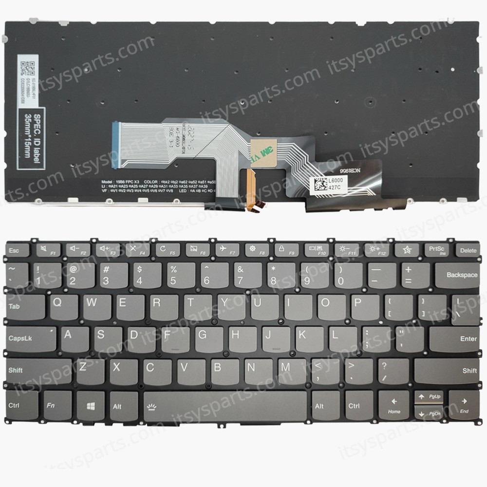 Keyboard Laptop Keyboard for Lenovo Xiaoxin Pro13 PRO-13 2019 2020 US layout Grey with Backlight OEM(Ref.40784USNOFRBL)