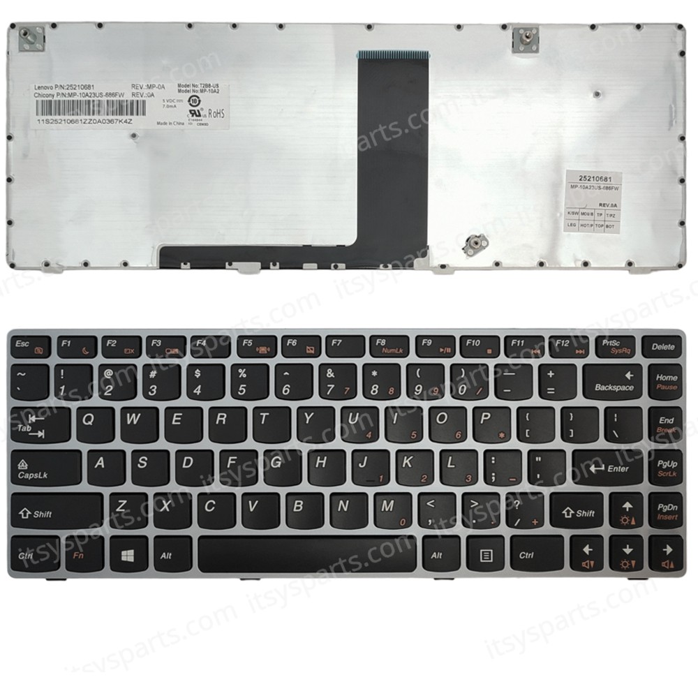 Keyboard Laptop Keyboard for LENOVO IdeaPad V380 V385 V380A V380S V380l US layout Silver Frame OEM(Ref.40788USSILVER)