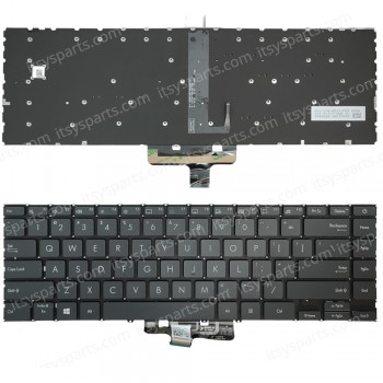 Keyboard Laptop Keyboard for Asus Zenbook 14 Q408 Q408U Q408UG US layout Black with Backlight OEM(Ref.40789USNOFRBL)