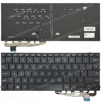 Laptop Keyboard ASUS ZenBook S UX391U UX391U UX391F UX391FA UX391UA ASM17H1 0KN1-3V2UK12 0KNB0-2606UK00 Backlit US Layout OEM (Ref. 40631USBACKLIT)