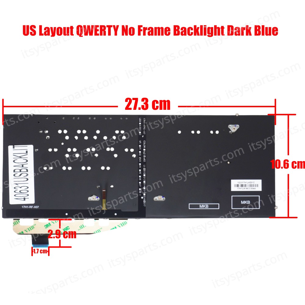 Laptop Keyboard ASUS ZenBook S UX391U UX391U UX391F UX391FA UX391UA ASM17H1 0KN1-3V2UK12 0KNB0-2606UK00 Backlit US Layout OEM (Ref. 40631USBACKLIT)