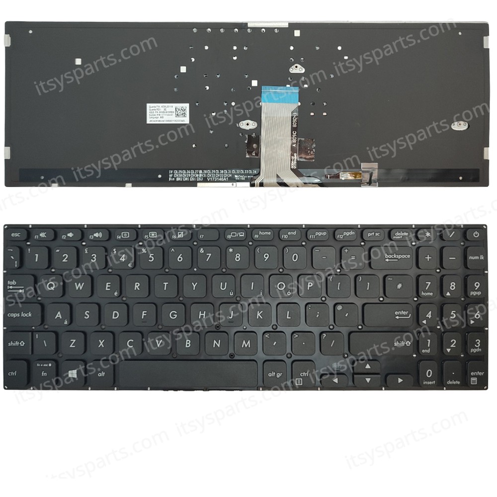 Keyboard Laptop Keyboard for Asus vivobook S530 S530UA S530UN S530FA S5300F S5300FN S530FA-EJ335T US layout Black with Backlight OEM(Ref.40814USNOFRBL)