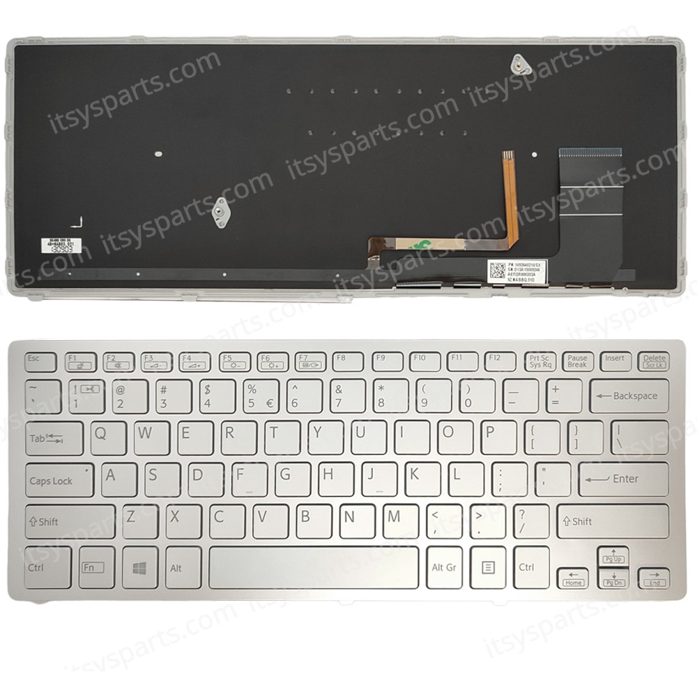 Keyboard-Keyboard Laptop Sony Vaio SVF14N SVF14N19SCS SVF14N27SC SVF14N190X svf14n15cds US Silver with Backlit (Ref.40576USSILBACKLIT)