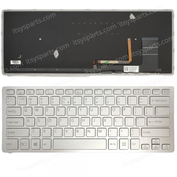 Keyboard-Keyboard Laptop Sony Vaio SVF14N SVF14N19SCS SVF14N27SC SVF14N190X svf14n15cds US Silver with Backlit (Ref.40576USSILBACKLIT)
