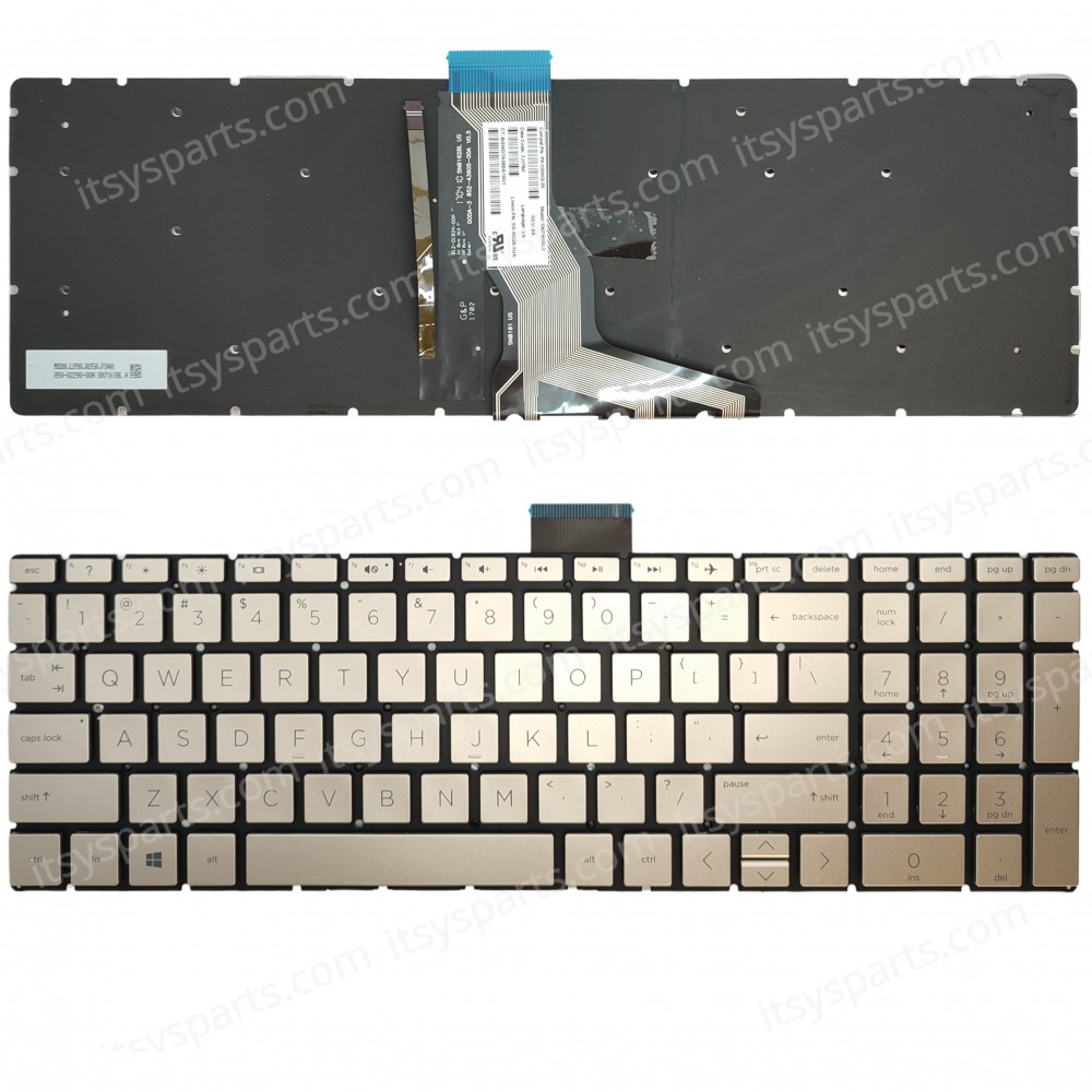 Keyboard Laptop Keyboard for HP ENVY X360 15M 15-BP00 15-BP015 15-BS 15-BW 250 G6 15-CC 17-AE 15-CK 15-BP 15-CD US Layout Gold with Bachlight OEM(Ref.40801USNOFRAMEBL)