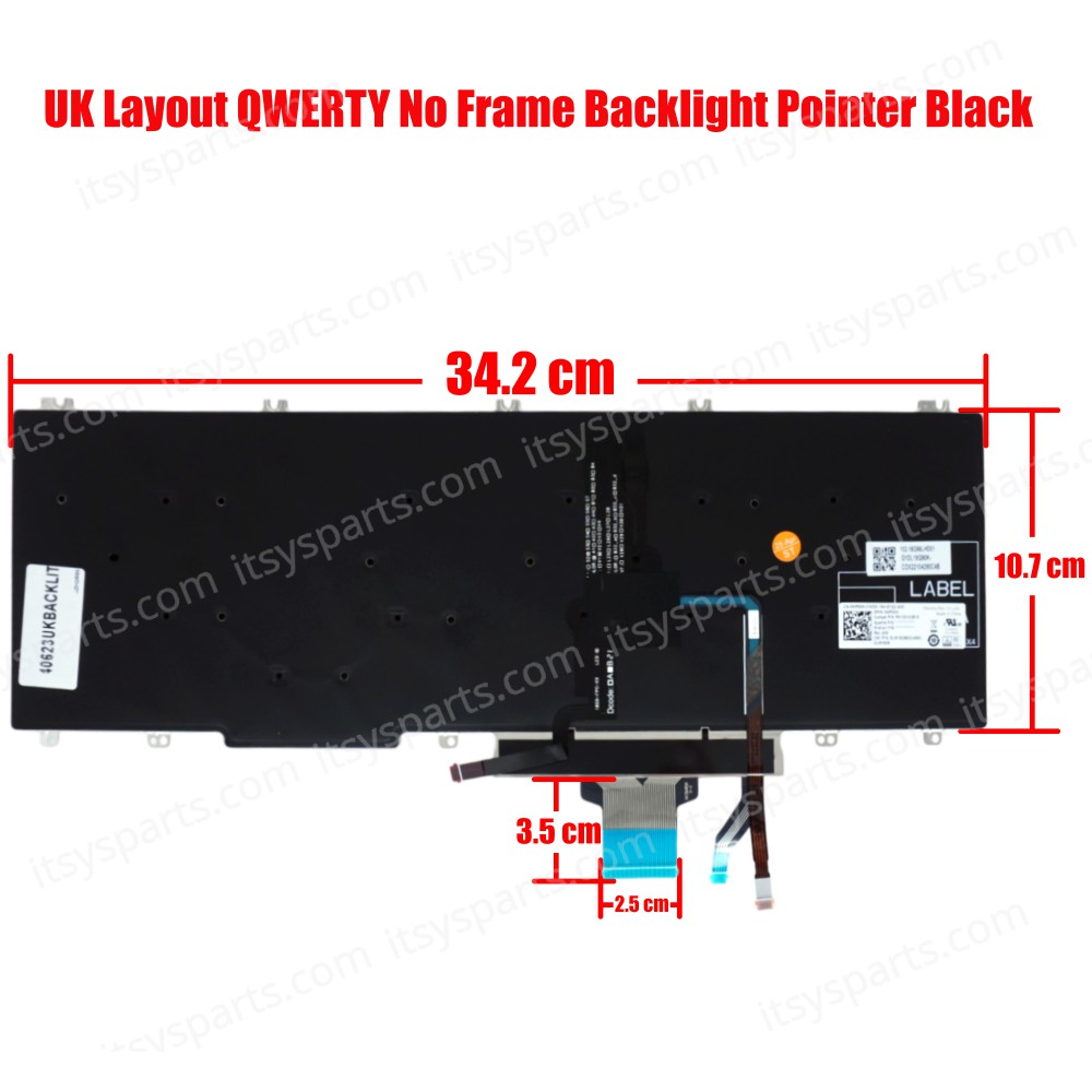 Laptop Keyboard for Dell Latitude 5500 5501 5510 Precision 3500 3501 3540 3541 0MMH7V-DFH00 0MMH7V NSK-EX0BC PK132FA1B00 UK No Frame Backlight Pointer Black ( SKU.40623UKBACKLIT )