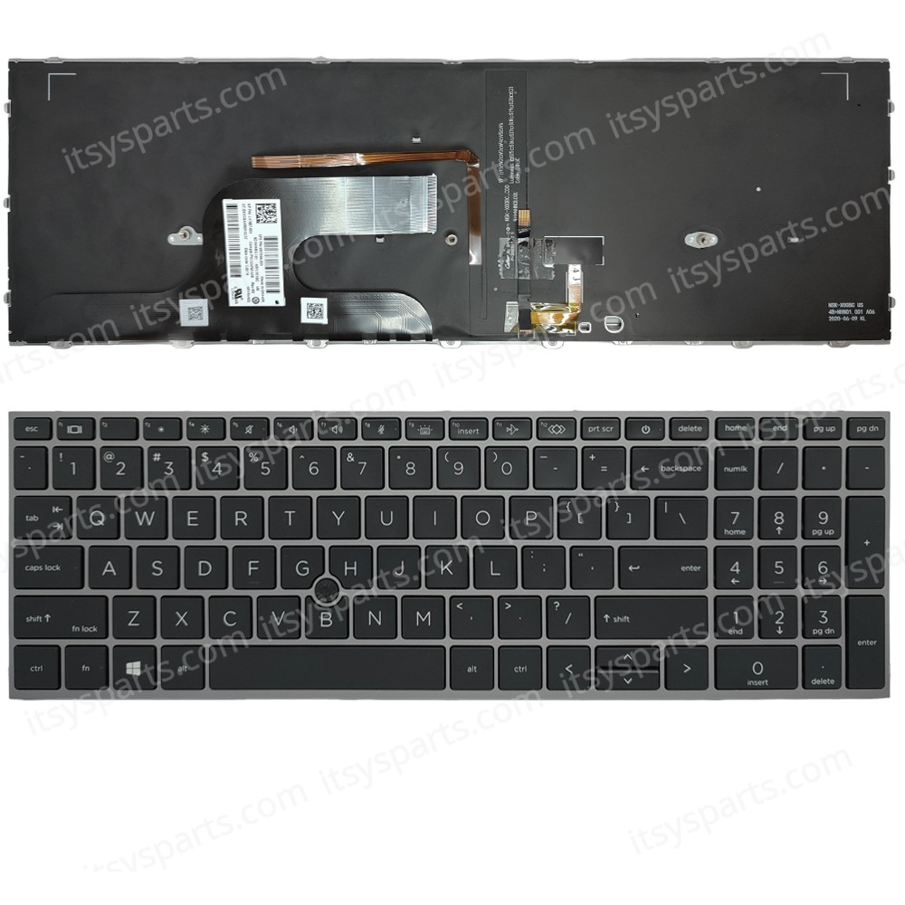 Keyboard Laptop Keyboard for HP Zbook Fury 15 G7 US layout Pointer Grey Frame with Backlight OEM(Ref.40821USBL)