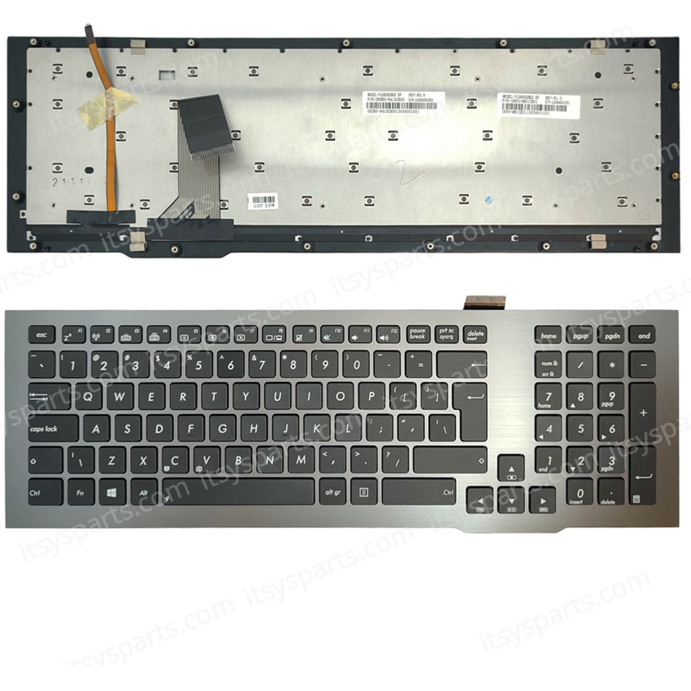 Keyboard Laptop Keyboard for Asus G75 G75V G75VW G75VX V126262BK 13054000855 UK layout Grey Frame with Backlit OEM(Ref.40831UKBL) 