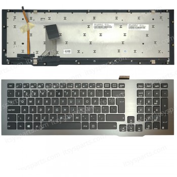 Keyboard Laptop Keyboard for Asus G75 G75V G75VW G75VX V126262BK 13054000855 UK layout Grey Frame with Backlit OEM(Ref.40831UKBL) 