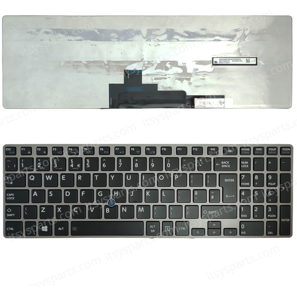 Keyboard Laptop Keyboard for Toshiba Tecra Z50-A Z50-A1501 Z50-A1502 Z50-A1503 Z50-A1510 UK layout Grey Frame with Pointer OEM(Ref.40832UK) 