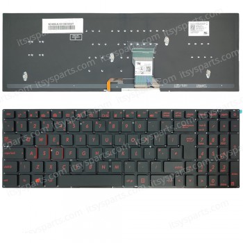 Keyboard Laptop Keyboard for ASUS Q501 N501VW G501VW UK layout red keys OEM(Ref.40805UKNOFRBL)
