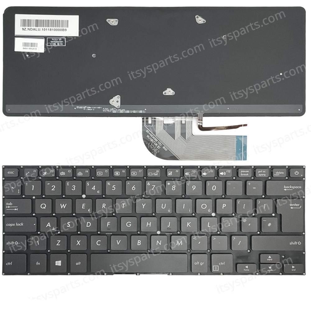 Keyboard Laptop Keyboard for ASUS PRO B9440U B9440UA 0KNX0-F620UK00 NSK-WJ1BU 0KN1-181UK13 9Z.NDABU.10U UK layout Black OEM(Ref.40842UKNOFRBL) 