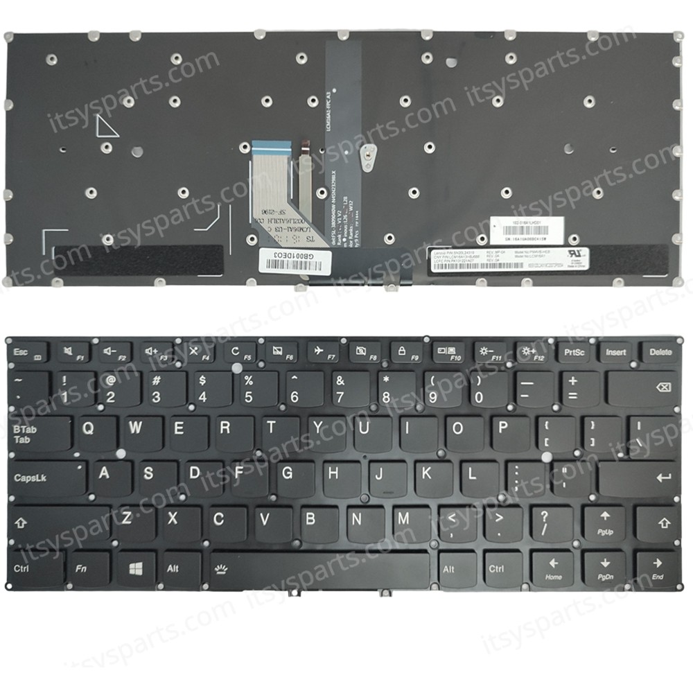 Laptop Keyboard - Keyboard for Lenovo yoga 910 yoga 5 pro yoga 910-13 US Layout Black with Backlight OEM (Ref.40756USBL)