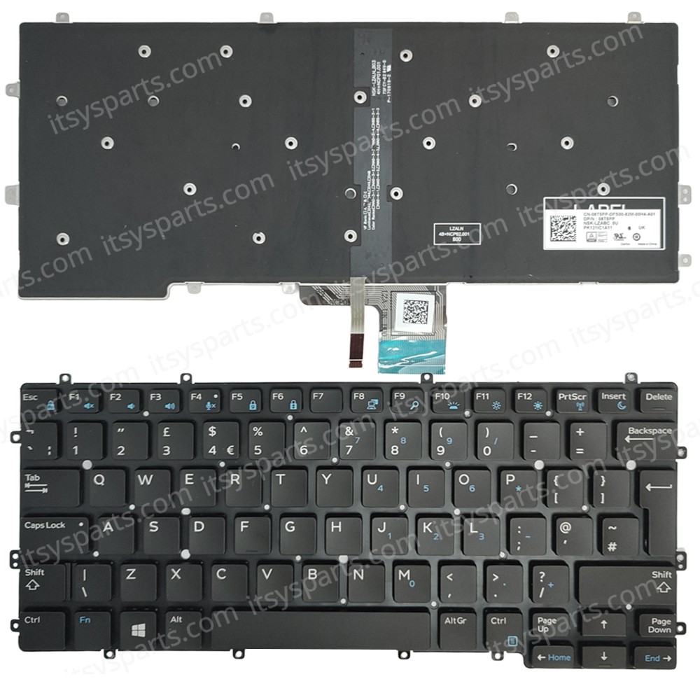 Keyboard Laptop Keyboard for DELL LATITUDE 7370 E7370 08T5PP 8T5PP UK layout Black OEM(Ref.40849UKNOFRBL) 