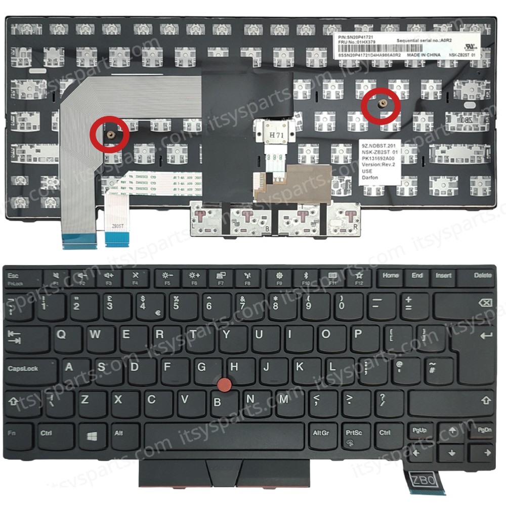 Keyboard Laptop Keyboard for Lenovo T470 T480 Type 20MU,20MV A475 A485 Type 20L5,20L6 UK layout Black with Pointer OEM(Ref.40787UKPOINTER)
