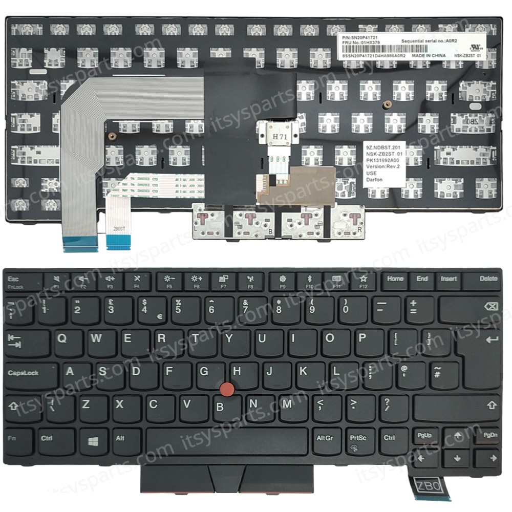 Keyboard Laptop Keyboard for Lenovo T470 T480 Type 20MU,20MV A475 A485 Type 20L5,20L6 UK layout Black with Pointer OEM(Ref.40787UKPOINTER)