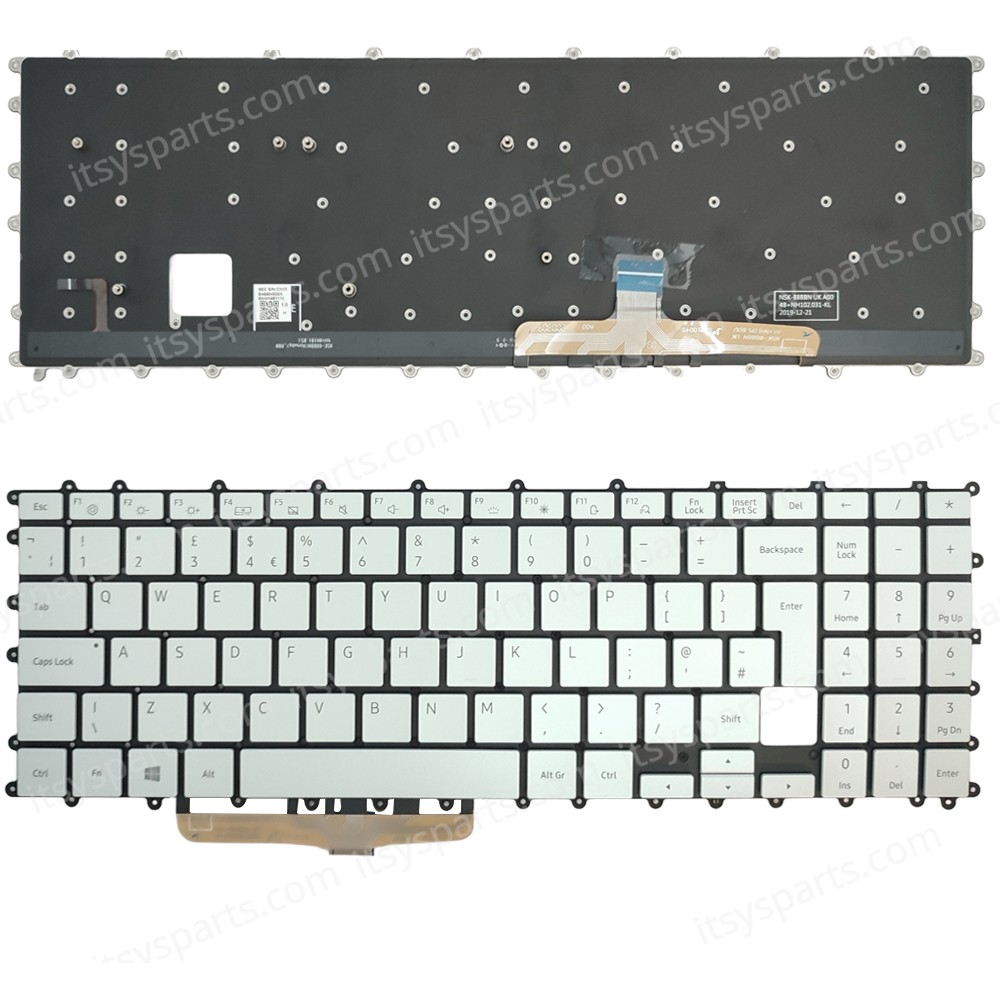 Keyboard Laptop Keyboard for Galaxy Book NP950XCJ K01CA K01DE K01IT K01UK K01UK K01US K02CA K02UK K02US K03CA X01DE X01HK UK White OEM(Ref.40865UKNOFRBL) 