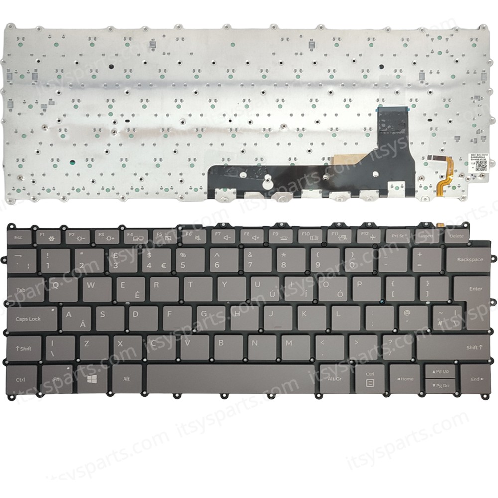 Keyboard Laptop Keyboard for Samsung Galaxy Book S NP767XCM K01US K02US UK Grey with Backlit OEM(Ref.40866UKNOFRBL) 