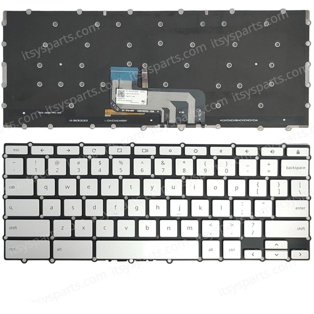 Keyboard Laptop Keyboard for ASUS Chromebook C425 C433TA C434TA C425TA US Silver with Backlit OEM (Ref.40872USNOFRBL) 