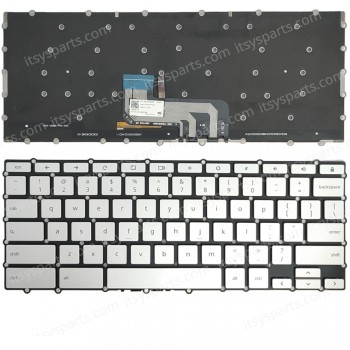 Keyboard Laptop Keyboard for ASUS Chromebook C425 C433TA C434TA C425TA US Silver with Backlit OEM (Ref.40872USNOFRBL) 