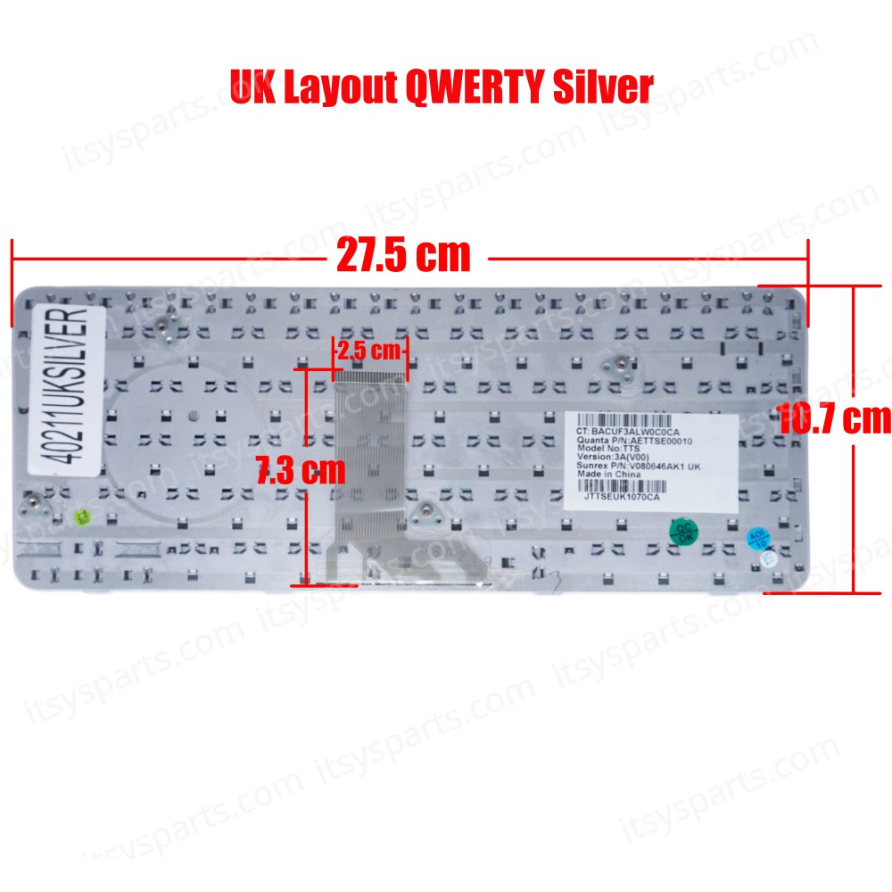 Laptop Keyboard TX1003AU TX1009AU TX2051XX TX2510EA V062326AS1 6073B0023401 (Ref.40211UKSILVER)