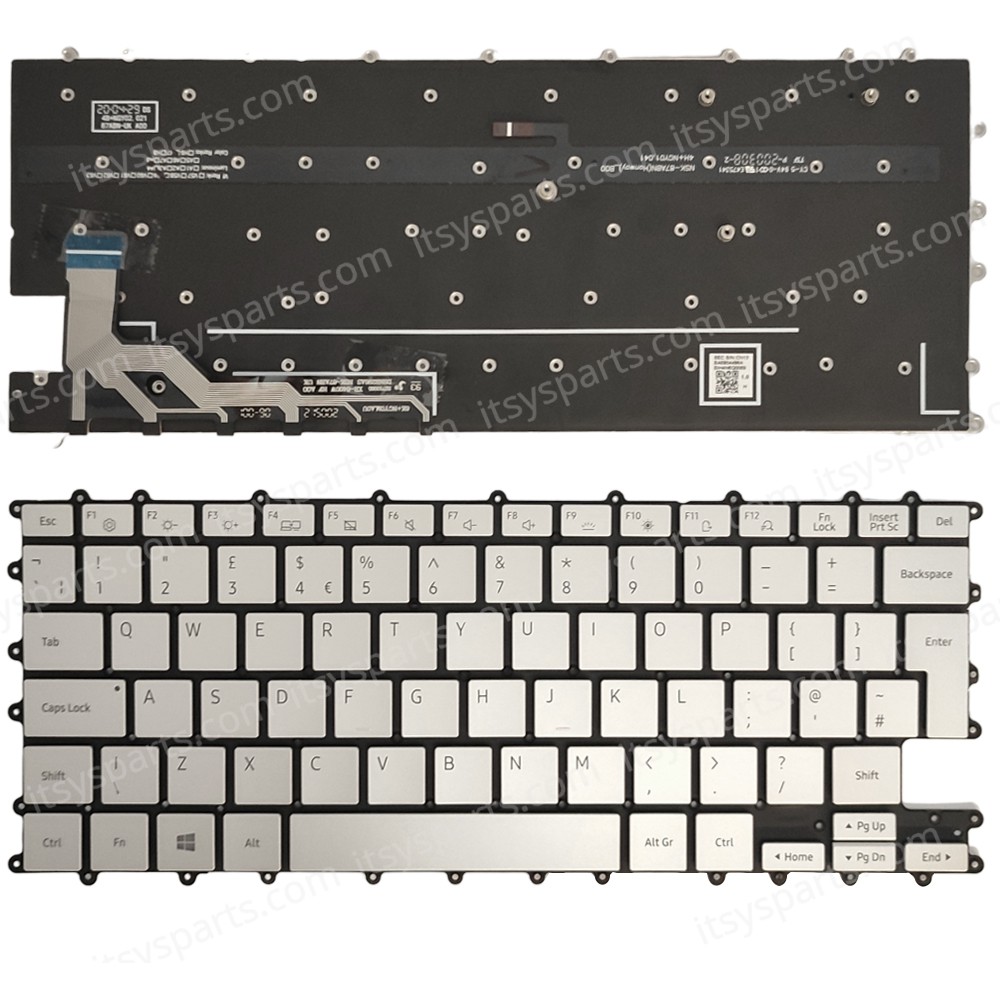 Keyboard Laptop Keyboard for Samsung Galaxy Book Flex NP930qcg K01CA K01CN K01DE K01HK K01IT UK Silver with Backlit OEM (Ref.40875UKNOFRBL) 