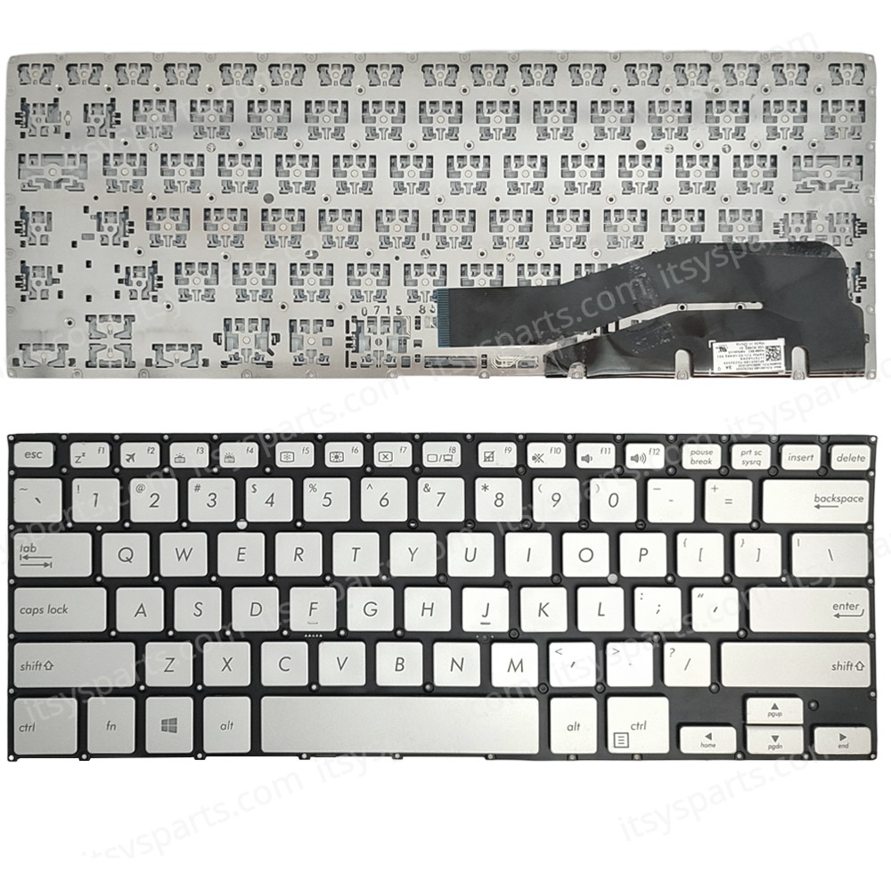 Laptop Keyboard - Keyboard for Asus Asus Q405UA TP410UA TP410UR TP410UF US Silver OEM (Ref. 40718USNOFRSILVER)