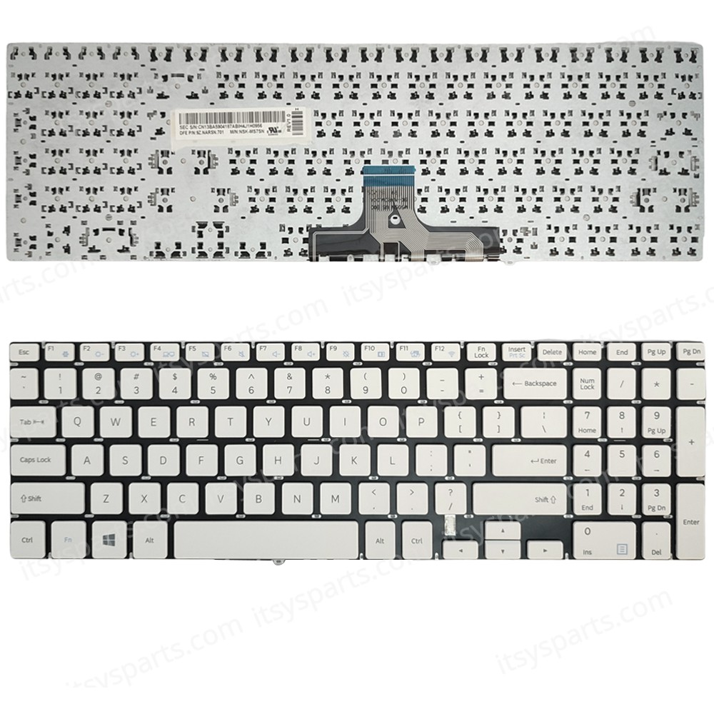 Keyboard Laptop Keyboard for Samsung NP500R5M BA61-02999A BA98-00691B US White OEM (Ref.40877USNOFR) 