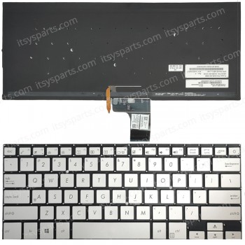 Keyboard Laptop Keyboard for Asus NX500 NX500JK NSK-UYA01 0KNB0-D620US00 9Z.NB1BU.A01 US Silver with Backlit OEM (Ref.40880USSILNOFRBL) 