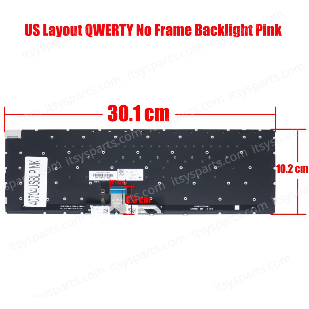 Laptop Keyboard - Keyboard for ASUS Zenbook 14X UX5400 UX5400ZF UX5400E UX5400EA UX5400EG UX5401EA-OLED-KN511T 4602GE00 DJ1TI12 0KN1-DJ2UK12 0KNB0-4601UK00 ASM20N3 OEM (Ref. 40704USBLPINK)