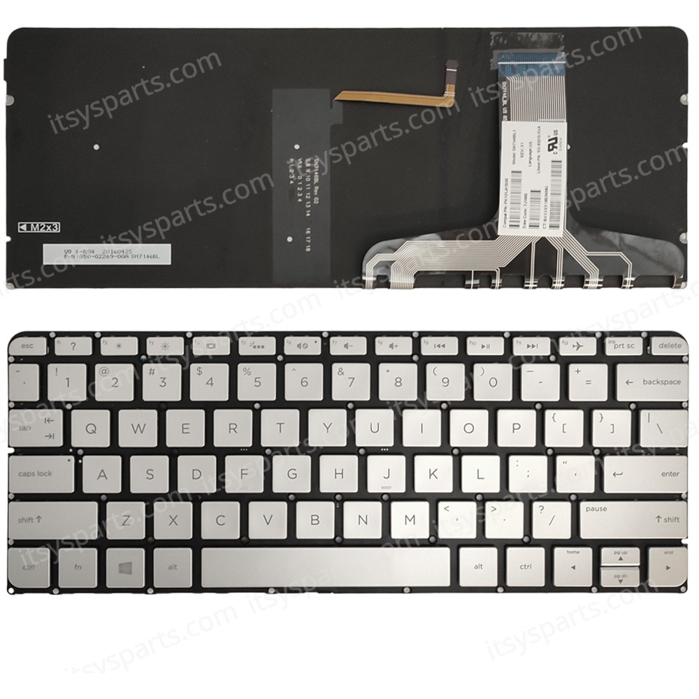 Keyboard Laptop Keyboard for HP Spectre 13-V PK131J41B00 SN7146BL1 SG-83210-XUA US Silver with Backlit OEM (Ref.40881USSILNOFRBL) 