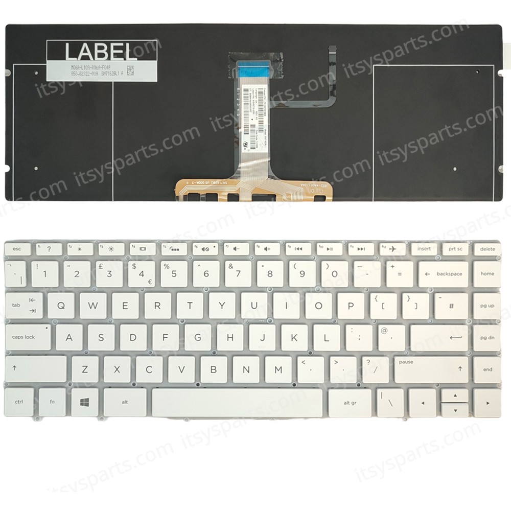 Keyboard Laptop Keyboard for HP Spectre 13-AF PK1321W1B09 SN7162BL SG-88710-XBA US White with Backlit OEM(Ref.40884USWHITENOFRBL) 