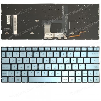Keyboard Laptop Keyboard for ASUS zenbook 13 UX334 UX334U UX334A UX334FA UX334FL US Silver/Blue with Backlit OEM(Ref.40891USNOFRBL) 