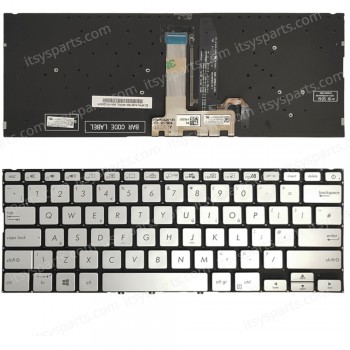 Keyboard Laptop Keyboard for ASUS X432 UX432 S432 V432 K432FL X432 X432FA X432FL US Silver with Backlit OEM(Ref.40892USSILNOFRBL) 