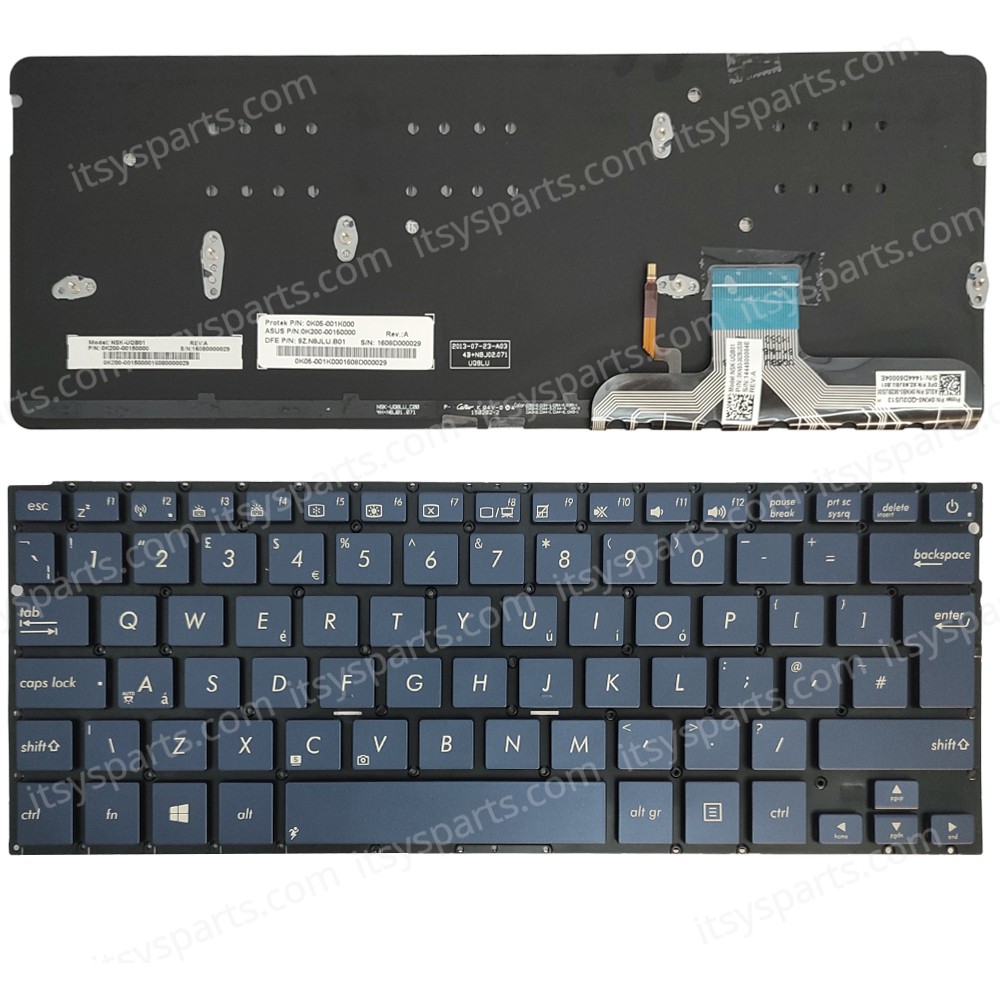 Keyboard Laptop Keyboard for ASUS UX301 UX301L UX301LA UK Blue with Backlit OEM(Ref.40888UKBLUENOFRBL) 