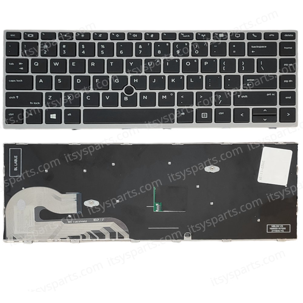 Laptop Keyboard for HP EliteBook 745 840 846 G5 G6 L14377-001 L14379-001 US Pointer Black with Silver Frame ( SKU.40906US ) 